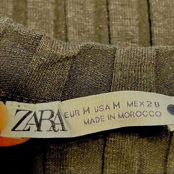 Zara Black Ribbed Top Size Medium - Picture 3 of 5